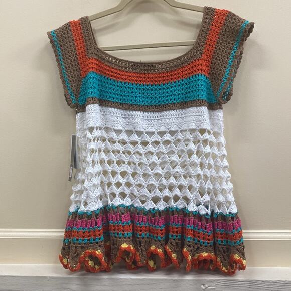 Sharon Young NWT women’s size XS multi color crochet sweater - Picture 6 of 6